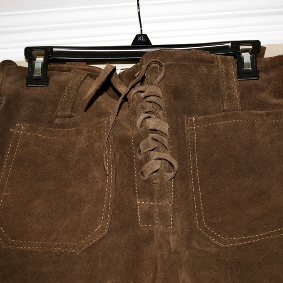 VINTAGE 70's - Genuine Suede Lace up All Leather Bell Bottoms! - Picture 4 of 8